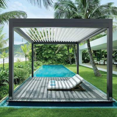 China The most popular polycarbonate roof is made of aluminum feel modern smart outdoor garden electric shuttered gazebo for sale