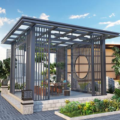 China High-end Aluminum Alloy Gray Upgraded Version Of Electric Shutters Garden Bioclimatic Pergola Gazebo Gazebo for sale