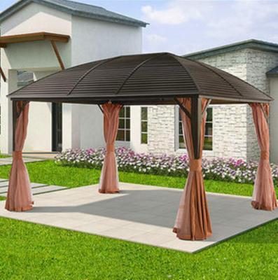 China Polyester Made In China High Quality All Weather Aluminum Gazebo Garden Gazebo With Sunshade Curved Aluminum Gazebos for sale