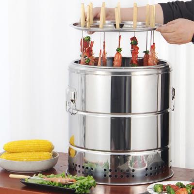 China Wholesale Price Adjustable Size Hanging Spits Charcoal BBQ Grill Oven, BBQ Machine Barrels For Restaurant for sale