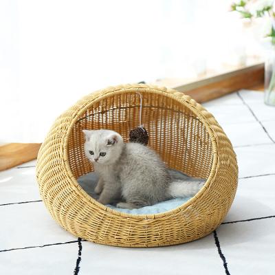 China Beautiful Environmental Protection Plastic Small-Breed Dog Pet Nest High Quality Home Furniture With Cushion Rattan Cat Bed for sale