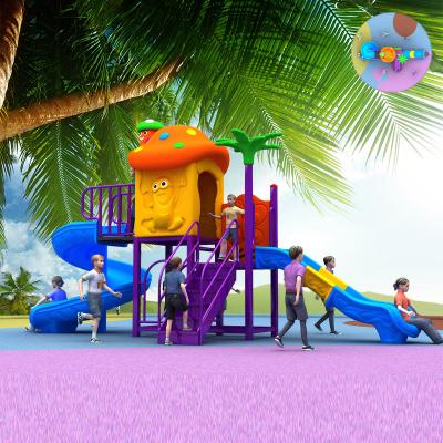 China Combination Of Color Plastic Cheap Children's Cartoon Slide With Swing In The Park for sale