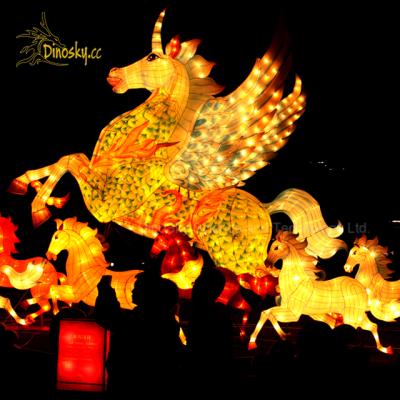 China Festival Decoration Life Size Flying Horse Led Lantern Outdoor Festival Decoration for sale