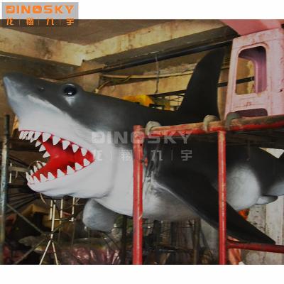 China Entertainment Custom Life Size Custom Large Fiberglass Resin Shark Cartoon Character Outdoor Sculpture for sale