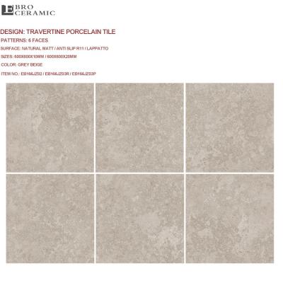 China Matte Finish Tiles Material Building Tiles 3 D Travertine Look Patio Chinese Balcony Flooring Matte Tile Flooring for sale