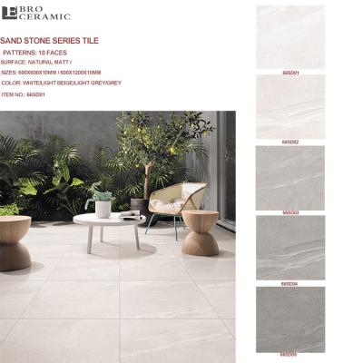 China Rustic Gray White Matte Stone Stone Color Finish Rustic Sand Porcelain Floor Tiles for sale