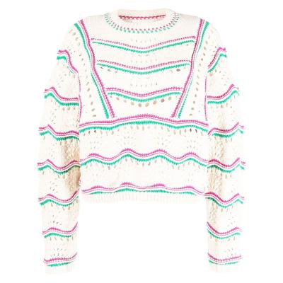 China Anti-pilling 2023 new European and American ladies color loose striped top shirt sweater style top women's tops for sale