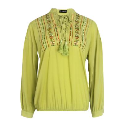 China Vibrant QUICK DRY Color Cotton Bohemian Long Shape Sheath Spring Summer Pintuck Lace Embroidery Top Blouse for sale