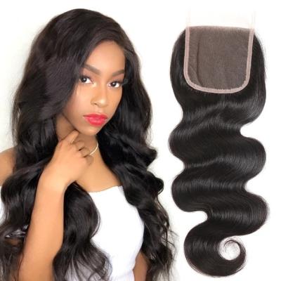 China Straight Body Wave Preplucked Human Hair Lace Closure 4x4 Hd Lace Frontal Body Wave With Baby Hair for sale