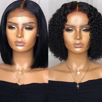 China Factory Price 150% 180% 200% Density 13*4 Body Frontal Curly Wave Hair 100% Straight Human Hair Lace Wig 360 Lace Frontal Wigs With Baby Hair for sale