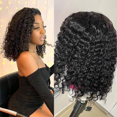 China Human Hair Lace Frontal Wig Top Selling Raw Unprocessed Virgin Brazilian Deep Curly 13*4 Short Hair Lace Front Lead Closure Wigs For Black Women for sale