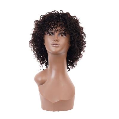 China Mongolian Kinky Curly Curly Wig With Bangs Lace Up Non Curly Kinky Curly Wig Front Human Hair Wigs Afro Machine Made Hair for sale