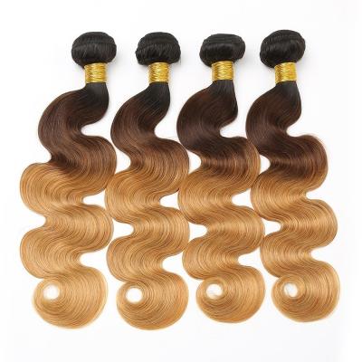 China Sale Brazilian Body Wave Hair Ombre Bundles Hair 1B/2/4/27 Ombre Blonde Weave Bundles Hair Extension for sale