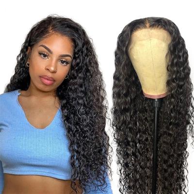 China Hot Selling Natural Brazilian Remy Human Hair 150% Virgin Density Water Wave Sheer Lace Front Wig Silky Straight With Baby Hair for sale