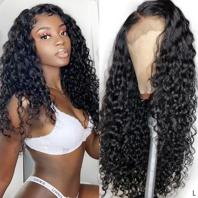 China Natural Brazilian Remy Human Hair 150% Virgin Density Water Wave Sheer Lace Front Wig Silky Straight Best Quality For Black Women for sale