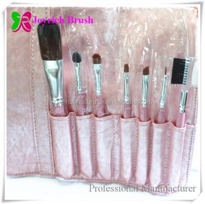 China Angular Blush High Quality 7 PCS Handles Rosewood Beauty Brush Cosmetic Pouch for sale