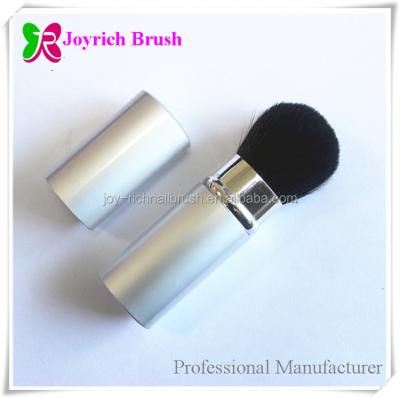 China Angular Blush Black Synthetic Hair Makeup Brush Silver Metal Handle And Cap Custom LOGO for sale