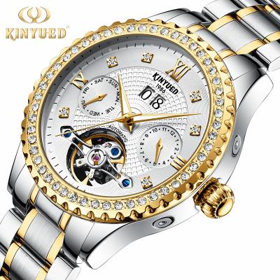 China KINYUED Luxury High Quality Diamond Automatic Date Men's Automatic Mechanical Watch 3ATM Waterproof Men's Wrist Watch for sale