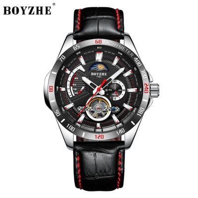 China OEM Date BOYZHE Top Date BOYZHE Design Custom Logo Automatic Movement Men's Visible Mechanical Tourbillon Watch for sale