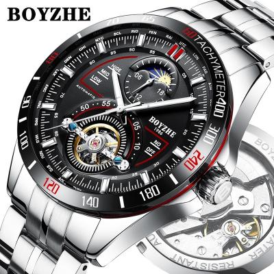 China New Design Auto Date BOYZHE Sports Stainless Steel Water Resistant Men Automatic Mechanical Wrist Watch for sale