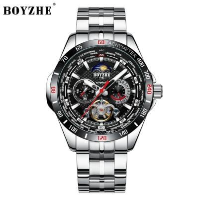 China Stainless Steel Automatic Watches ATM Date BOYZHE 3 Automatic Mechanical Watch ODM Watch for sale