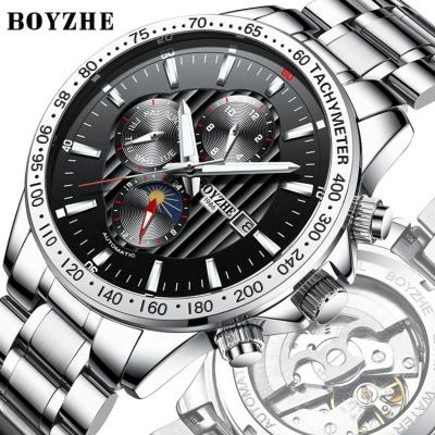 China BOYZHE Automatic Date BOYZHE Luxury Black Dial 30M Waterproof Full Automatic Mechanical Watch Men for sale