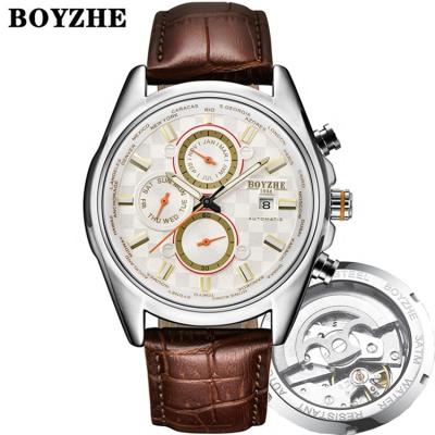 China Luxury Automatic Date BOYZHE Tourbillon Watch Men With Logo Tourbillon Movement OEM Custom Mechanical Watch for sale