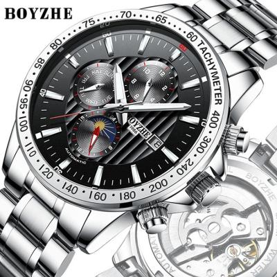 China BOYZHE Automatic Date Top Stainless Steel Luxury Mechanical Waterproof Men Automatic Wristwatches for sale