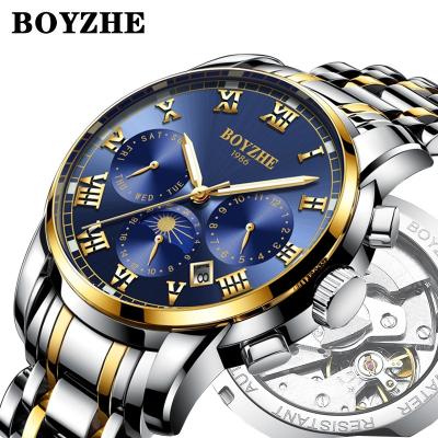 China BOYZHE New Fashion Luxury Automatic Clock Mechanical Masculine Men Watches Brand Watch Men Stainless Steel for sale