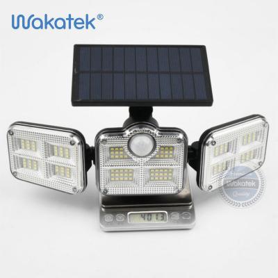 China WAKATEK Outdoor Solar Garden Motion Sensor Light Three Heads Garden Solar Wall Spot Lights for sale