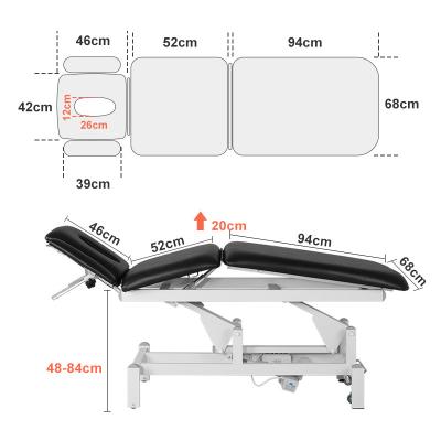 China High Quality Clinic Hospital Backrest Adjusted By Manual Black Electric Massage Bed for sale