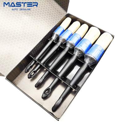 China For Motor Master M71056 Boar Natural Bristle Auto Detailing Cleaning Brush 5 Different Sizes For Car Interior Detailing No Scatter for sale