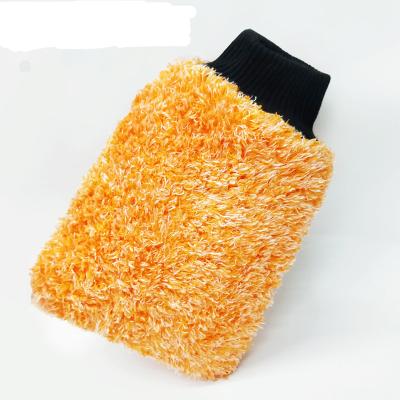 China Master D71232 Microfiber Orange Plush Pile Ultra Soft Microfiber Scratch Free Color Car Wash Gloves for sale