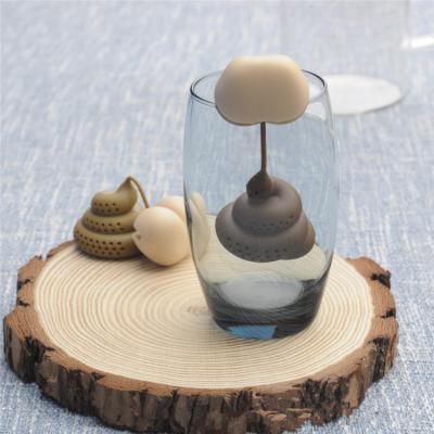 China Creative Viable Silicone Tea Infuser Poop Shaped Funny Herbal Bag Coffee Filter Diffuser Strainer Stool Reusable Tea Infuser for sale