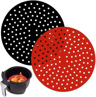 China Viable Reusable 7/8/9 Inch Air Fryer Liners Fit Around Basket Flame Silicone Non-Stick Air Fryer Mats for sale