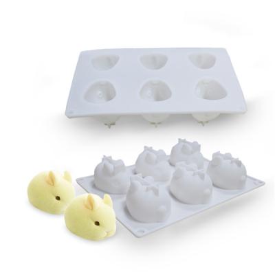 China Small Size Viable Bunny 3D Silicone Foam Molds Easter Bunny Jello Pudding Ice Cube Trays Soap Candle Lotion Cake Baking Mold for sale