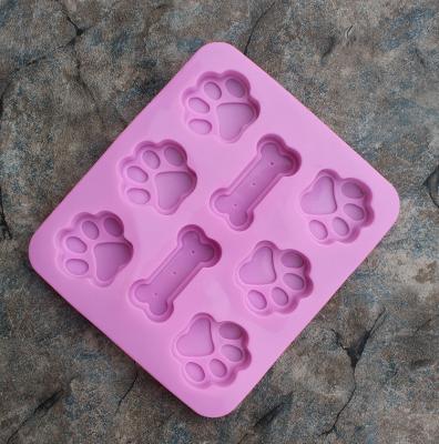 China Sustainable Puppy Paw Bone Silicone Molds Non-Stick Food Grade Silicone Molds For Chocolate, Candy, Jelly, Ice Cube, Dog Treats for sale