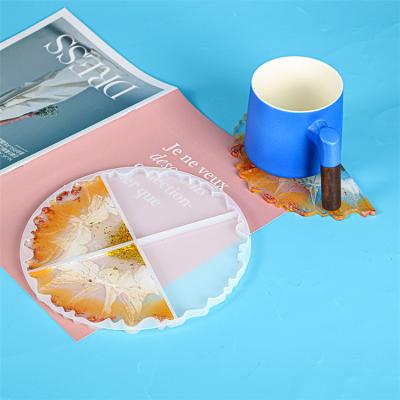 China DIY 3D Viable Irregular Wave Round Tray Coaster Cup Mold Silicon Mold UV Resin for sale