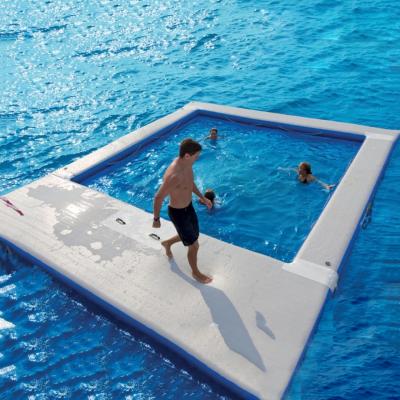 China DWF Portable Inflatable Floating Ocean Sea Swimming Pool (Double Wall Cloth) New Anti Protective Swimming Pool With Netting Fence For Yacht for sale