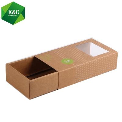 China Recyclable Custom Kraft Cardboard Socks Slipping Drawer Towels Paper Packaging Box With Window for sale