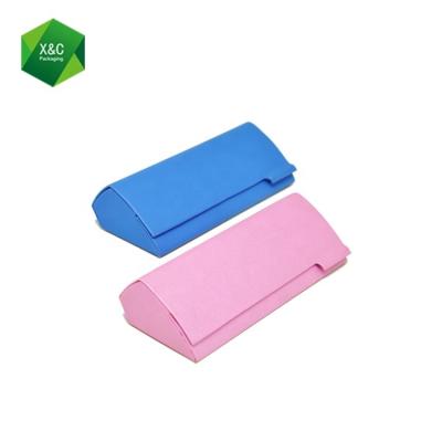 China Free Sample Durable Custom Logo Box Handmade Folding Triangle Hard Leather Sunglasses Case for sale