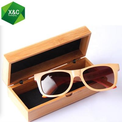 China Durable Leatherette Spectacle Sunglasses Custom Hard Wooden Case With Logo for sale