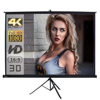 China Tripod Customized KTV Desktop Home Outdoor 3D 4K HD Portable Tripod Projector Matte White Screen for sale