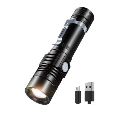 China Outdoor Emergency WARSUN 528 2019 Cheap High Power 3.7V Zoom Pen Clip Rechargeable Battery 18W USB Waterproof Charging Led Flashlight 18650 for sale