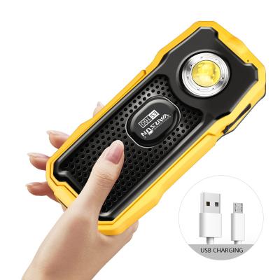 China LANDSCAPE WARSUN ES160 Portable Worklight Inspection Flashlight Working Rechargeable COB Lamp COB Work Light with Speaker for sale