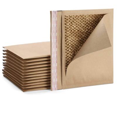 China Self Adhesive Envelope 100% Recycled Kraft Paper Biodegradable Natural Fibers Cushioning Protected Honeycomb Padded Envelopes for sale