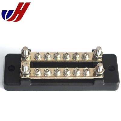 China Connecting Wire 6 Way Battery Power Post Terminal Block Distribution Plate Negative Bus Bar With Cover for sale