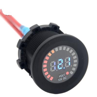 China 12v Marine Motorcycle Blue LED Car Boat Bus Car Auto Dashboard Meter DC Socket Digital Voltmeter 12v Voltmeter for sale