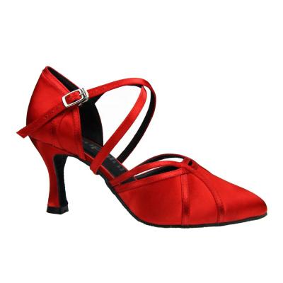 China Low MOQ Women's Satin Standard Modern Ballroom Dance Shoes for sale