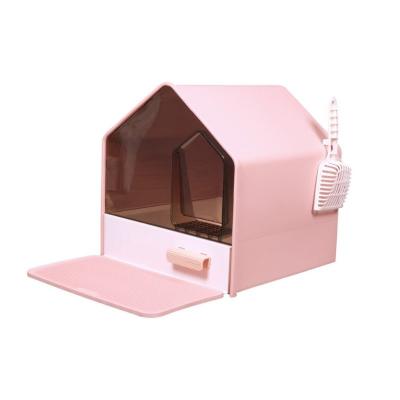 China Odor Proof Modern Kitty Litter Box Splash Proof Oversized Litter Box for sale